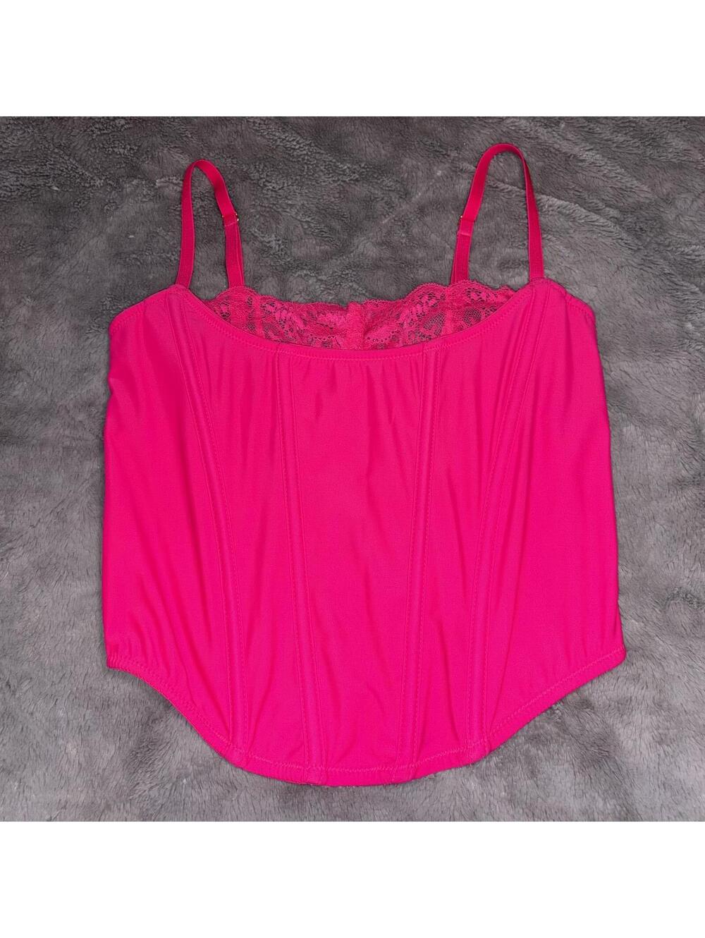 Urban Outfitters Hot Pink Lace Corset Top Medium NWT Festival Party